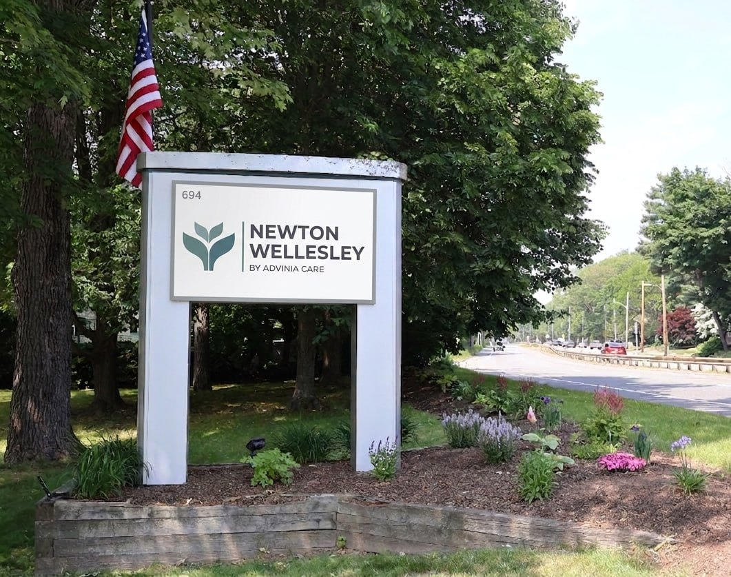 Entrance sign at Advinia Care Newton-Wellesley
