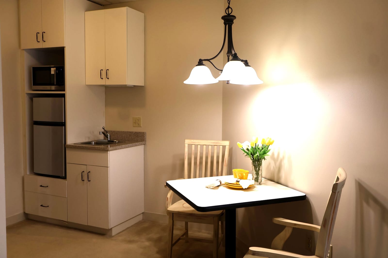 Assisted living apartment kitchenette at Advinia Care Northbridge